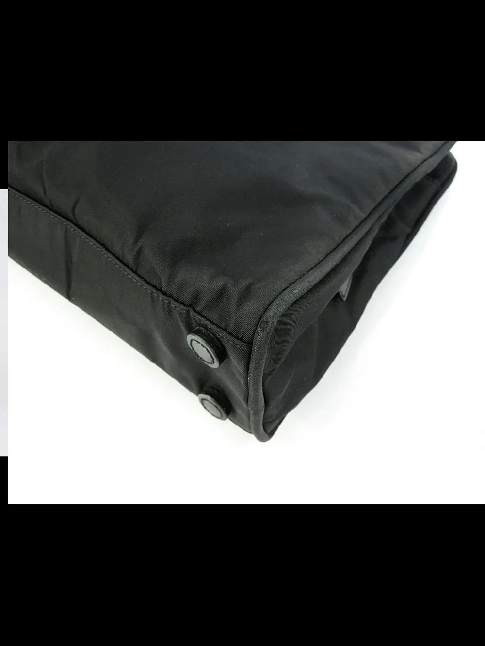 Prada Black Nylon Tote with Logo Plaque